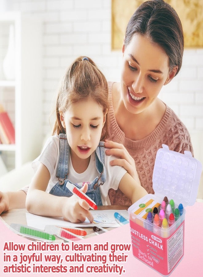Zhenbuco Dustless Chalk for Kids - 36 PCS Colored Non-toxic Twistable Valentines Sidewalk Chalk with Holder, Dust-free Washable Toddler Chalk, Art Tool for Children Outdoor Blackboard Drawing Writing - Image 5